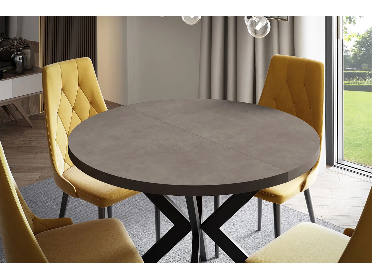 ESSTISCH Edder Chicago Concrete Dunkelgrau / Schwarz 100/176 / 100 / 76cm