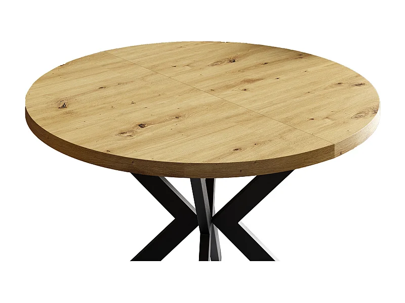 ESSTISCH Edder Eiche Artisan / Schwarz 120/196 / 120 / 76cm