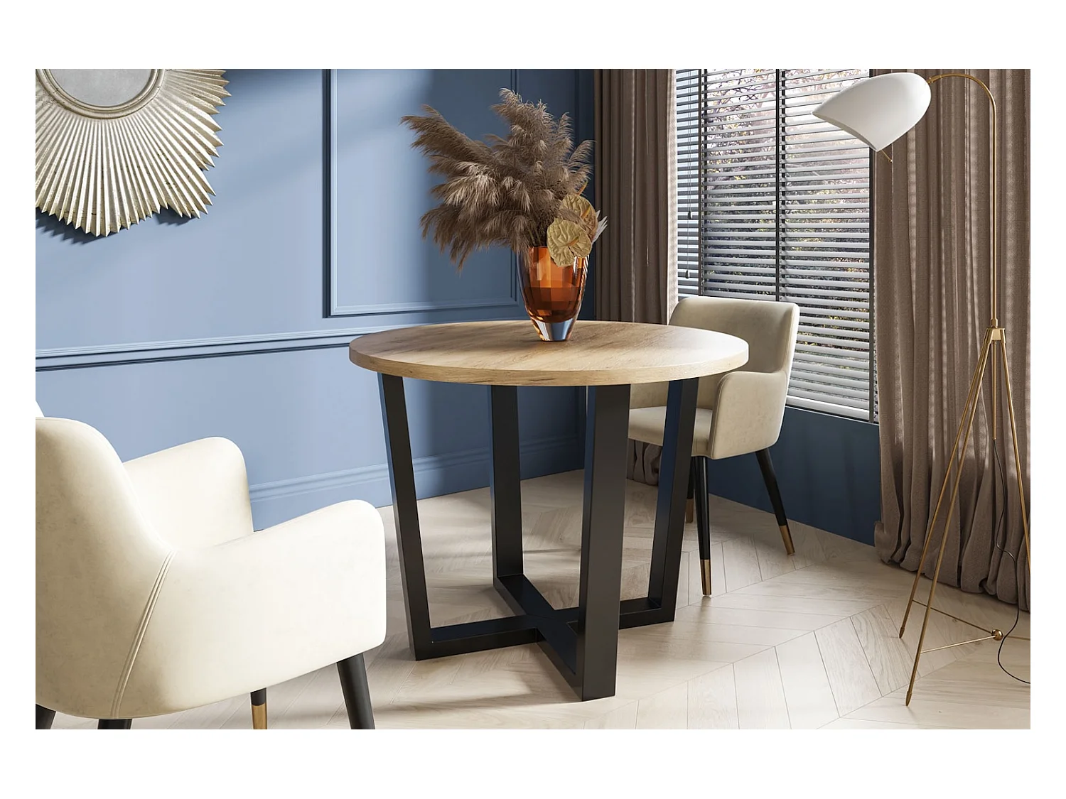 ESSTISCH Ivan Lite Smooth Concrete Brown / Schwarz 90/140 / 90 / 76cm