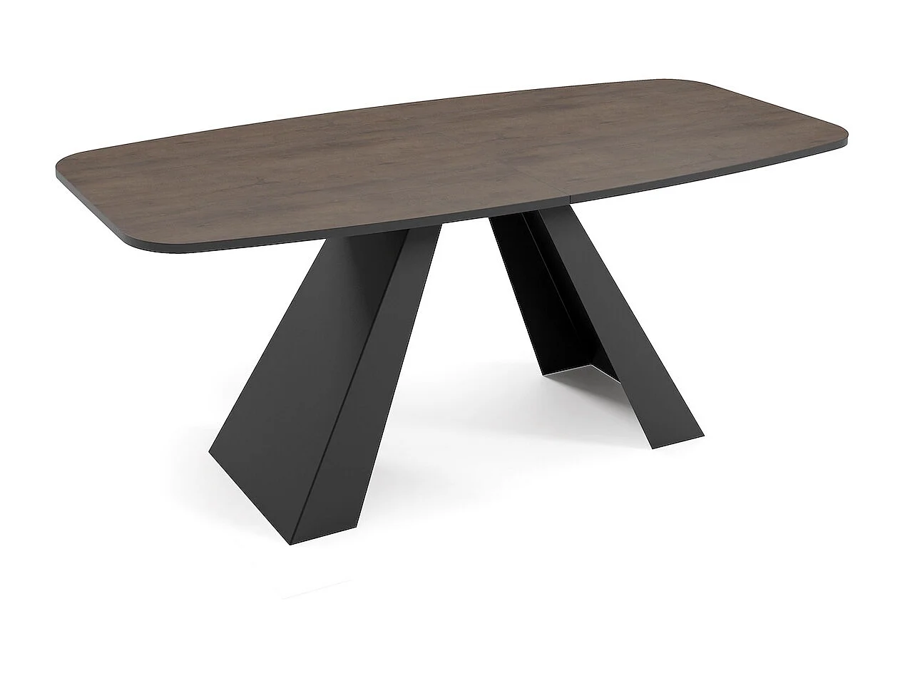 ESSTISCH Myron Eiche Lefkas Dunkel / Schwarz 180/220 / 90 / 76cm