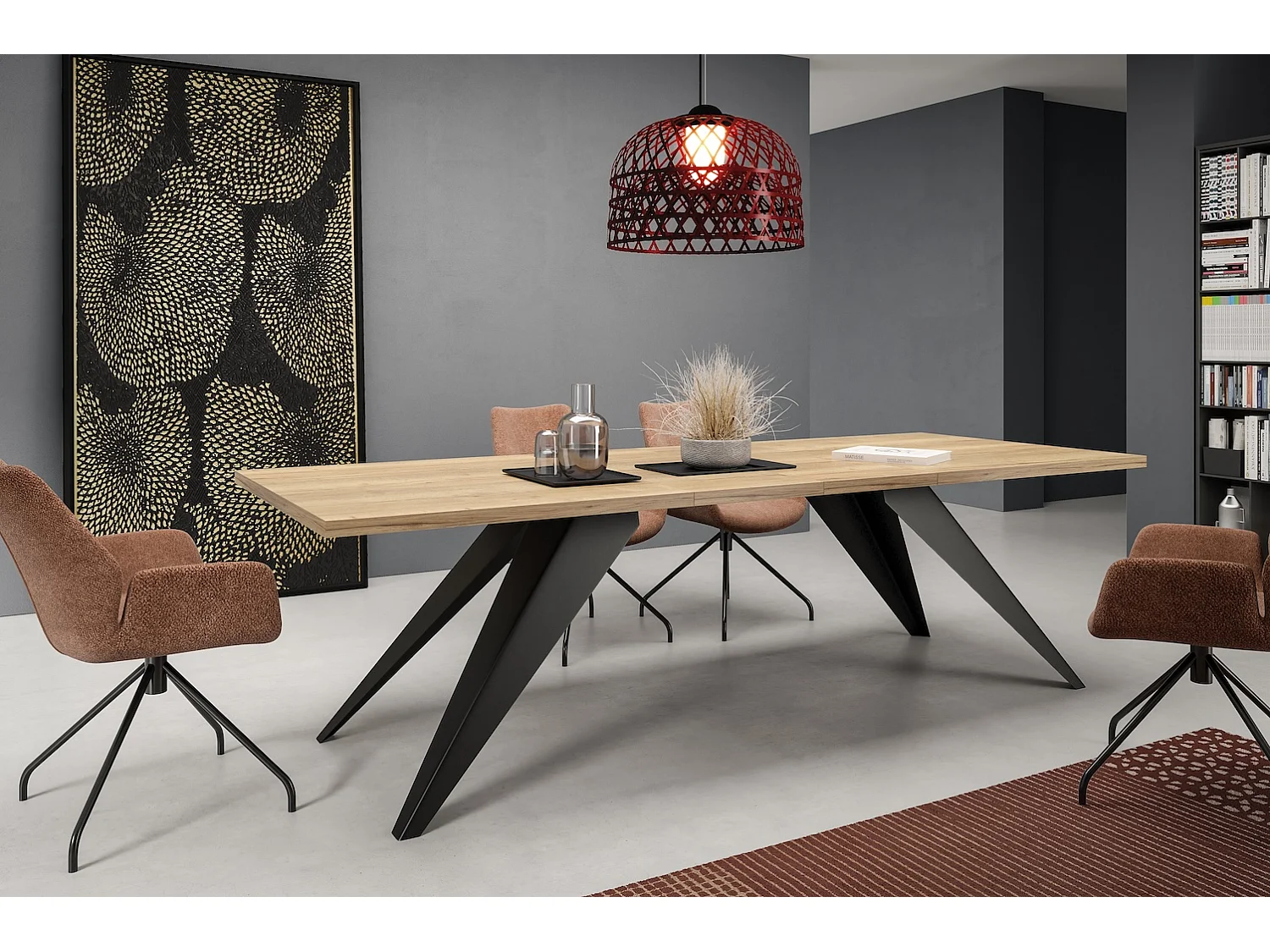 ESSTISCH Vento Halifax Eiche Natur / Schwarz 160/260 / 90 / 76cm
