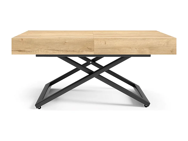 COUCH-/ESSTISCH Sanna U Halifax Eiche natur 120 - 200 / 80 / 27 - 80cm