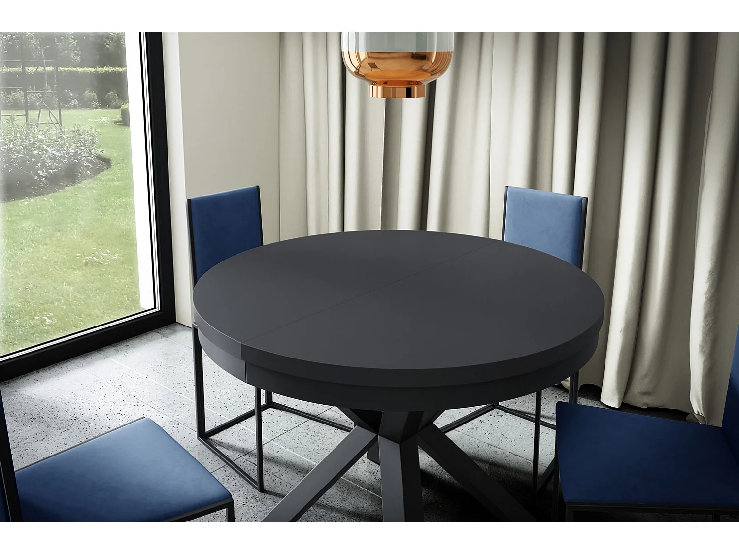 ESSTISCH Narvic 120 Schwarz Molet / Graphit 120/196 / 120 / 76cm