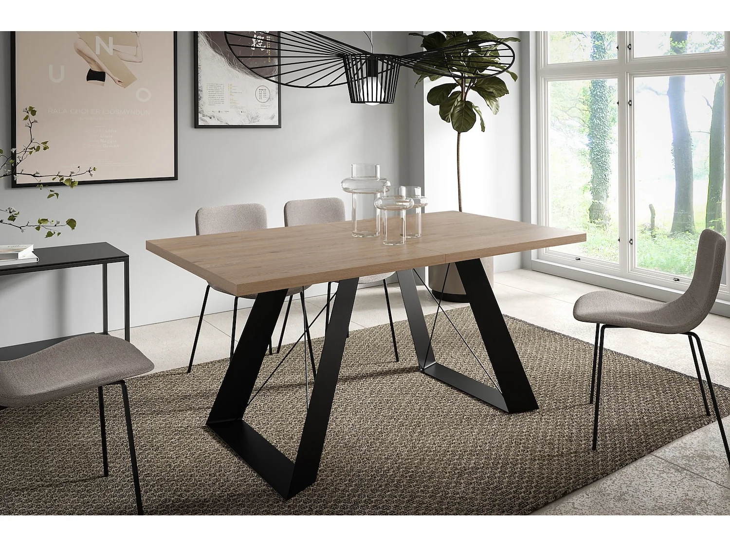 ESSZIMMERTISCH Corso Davos Eiche Trüffelbraun / Schwarz 140/240 / 80 / 76cm