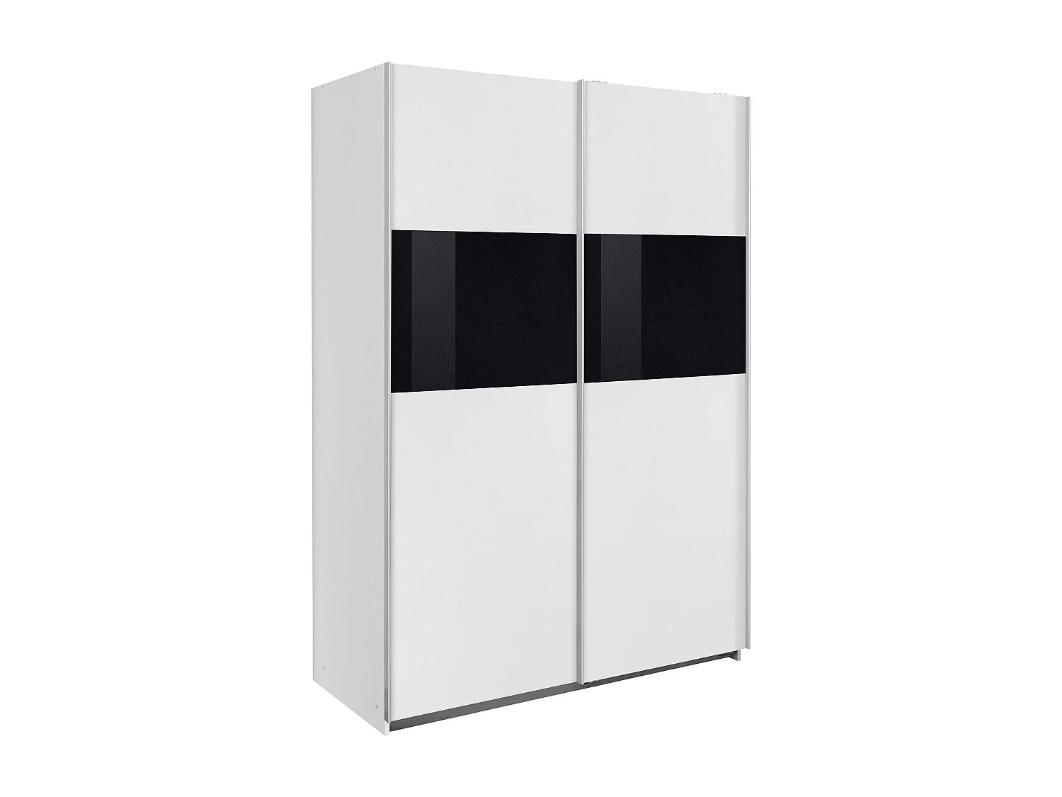 SCHWEBETÜRENSCHRANK Bramfeld Weiß / Schwarzglas 135 / 64 / 198cm