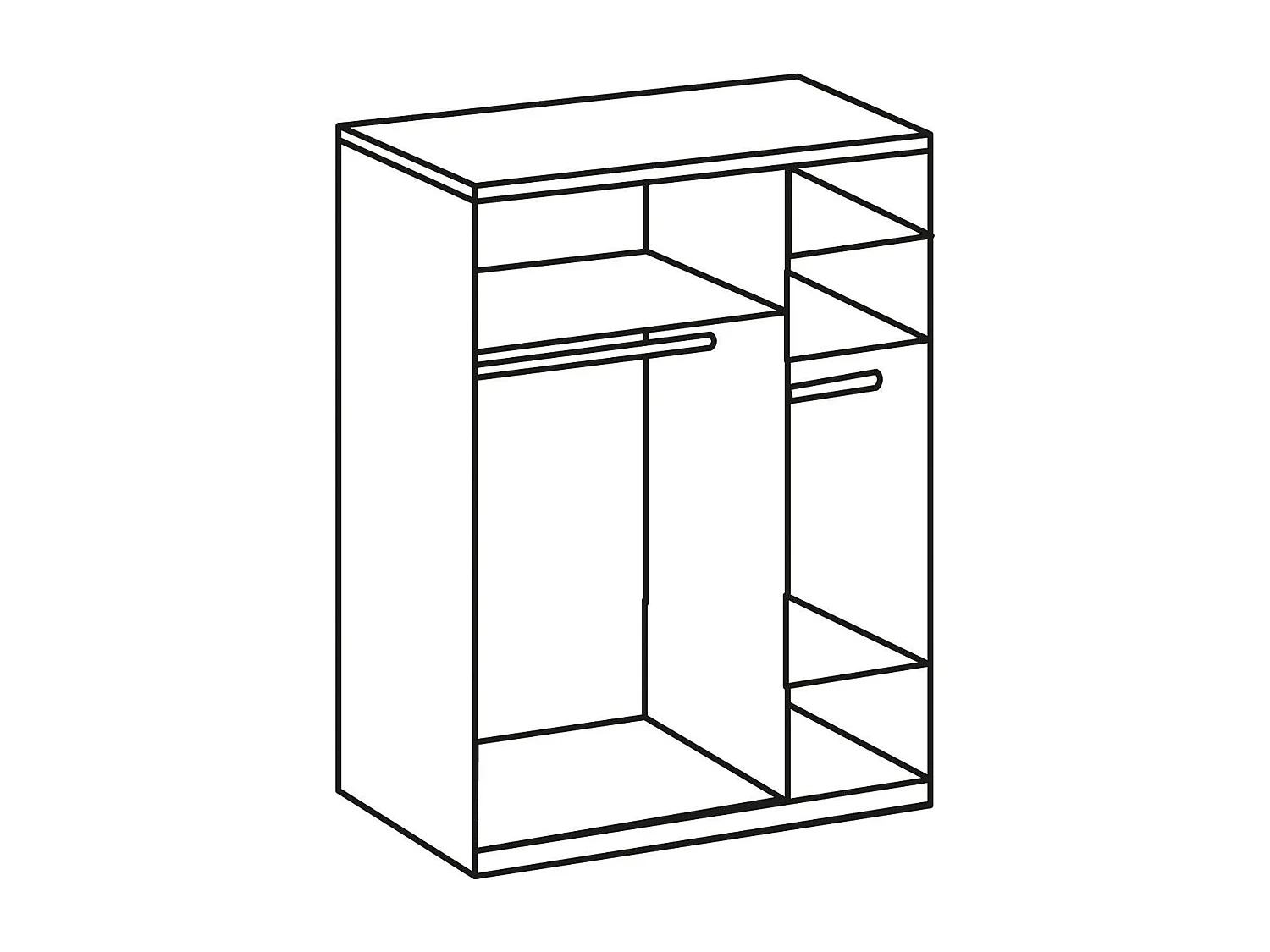 SCHWEBETÜRENSCHRANK Bramfeld Weiß / Schwarzglas 135 / 64 / 198cm