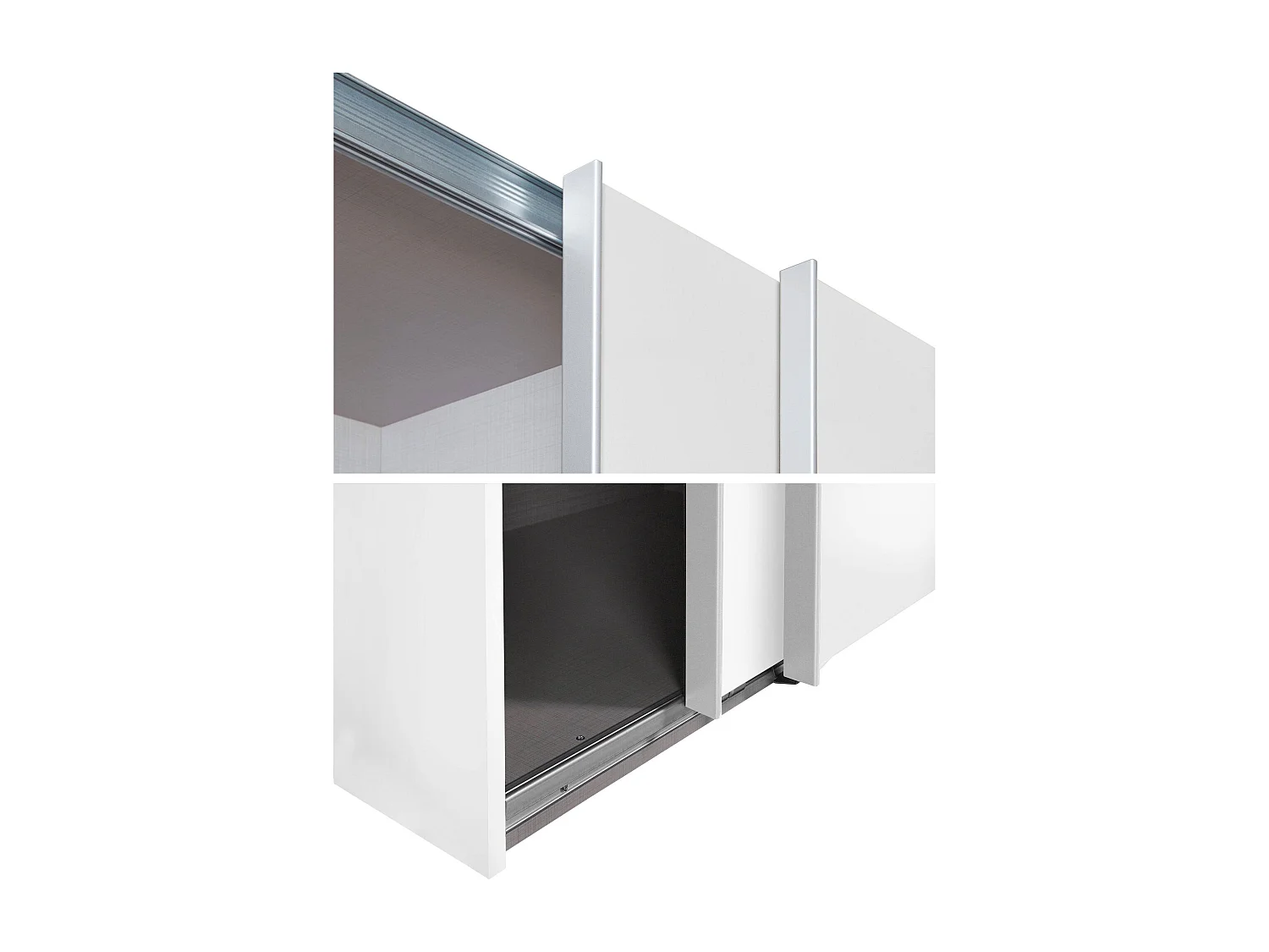 SCHWEBETÜRENSCHRANK Bramfeld Weiß / Schwarzglas 135 / 64 / 198cm