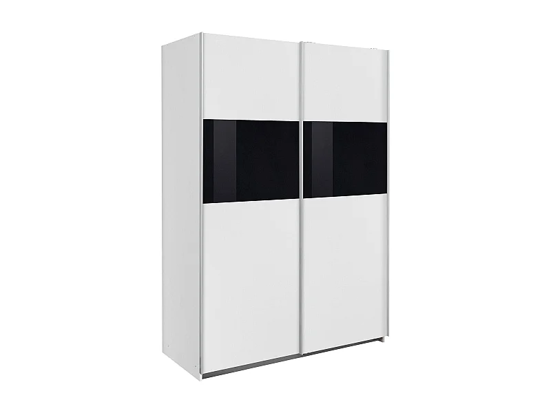 SCHWEBETÜRENSCHRANK Bramfeld Weiß / Schwarzglas 135 / 64 / 198cm