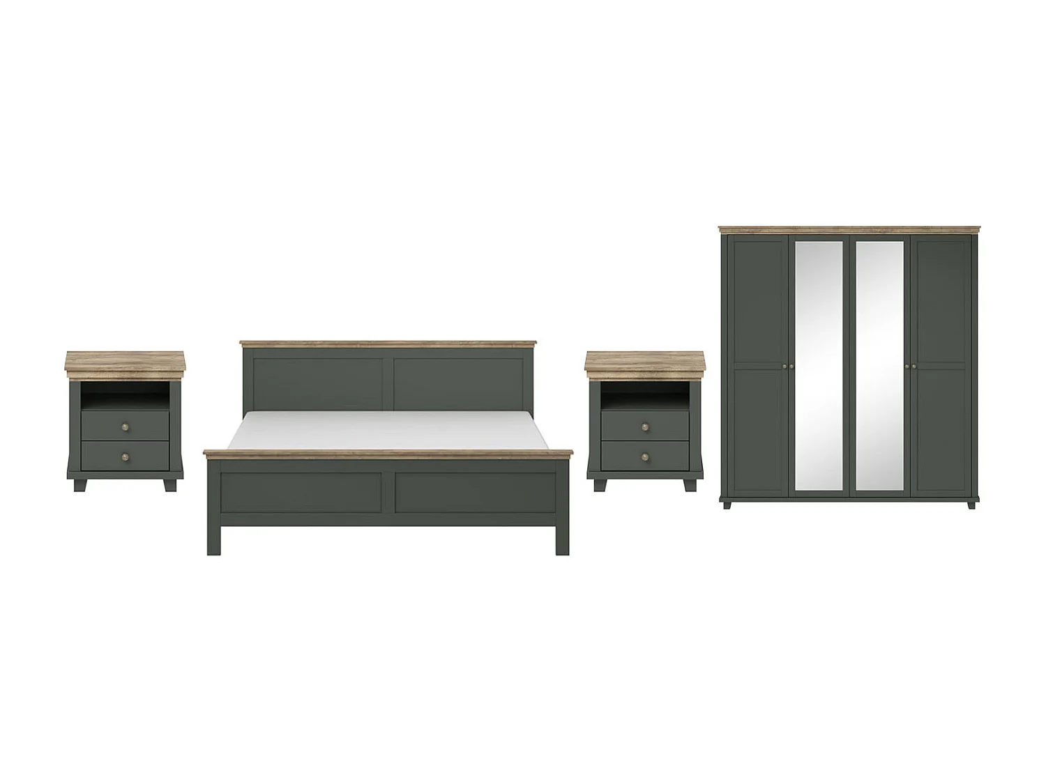 SCHLAFZIMMER-SET Evora grün / Eiche Lefkas 4-teilig