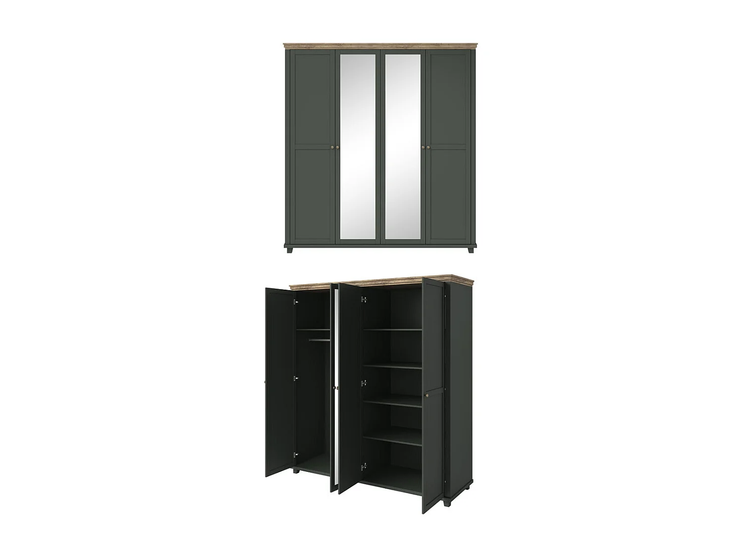 SCHLAFZIMMER-SET Evora grün / Eiche Lefkas 4-teilig