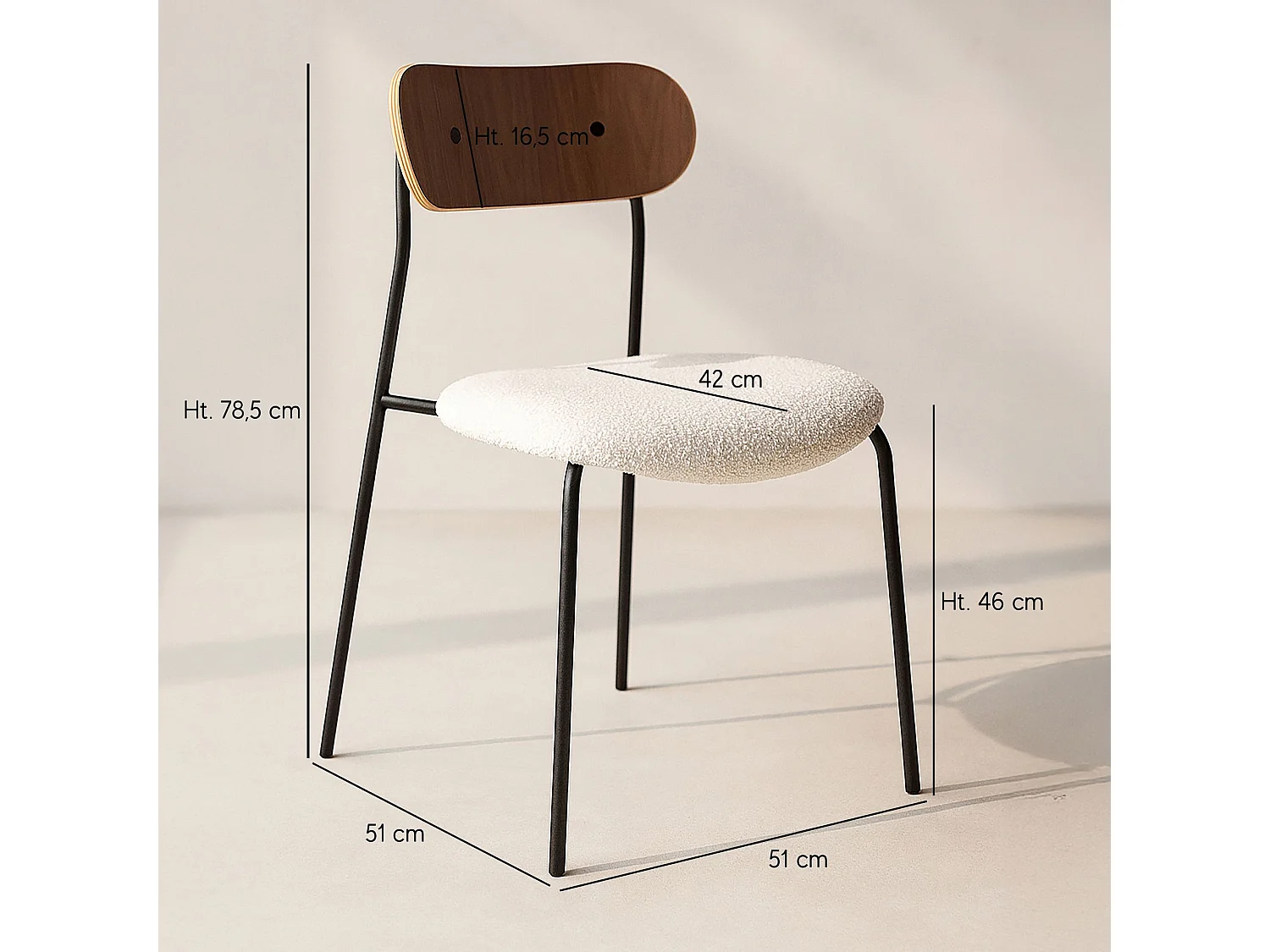 Now's Home - Lot De 2 Chaises En Tissu écru Et Dossier En Finition Noyer