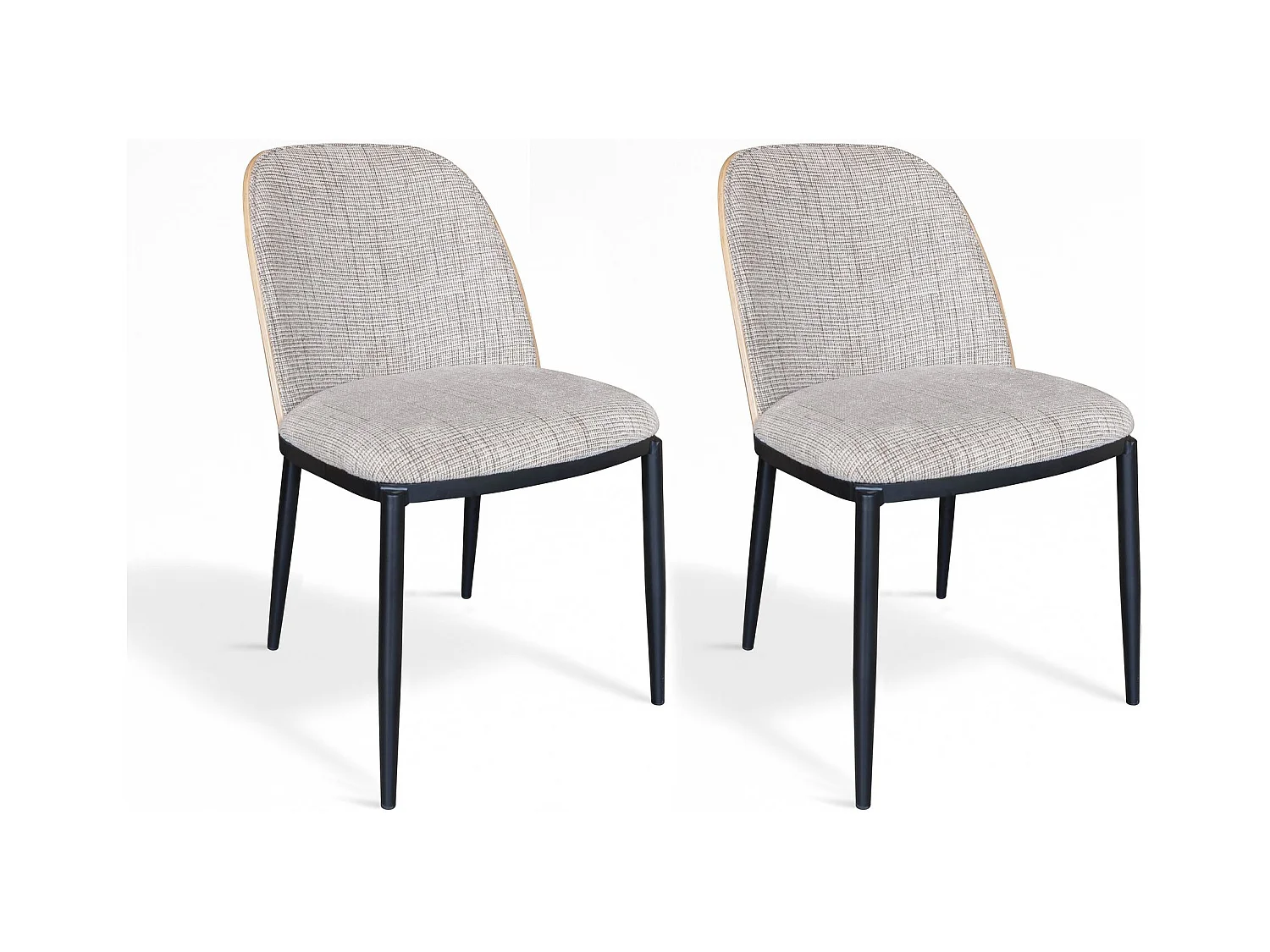 Now's Home - Lot De 2 Chaises En Tissu Beige Et Dossier En Finition Noyer