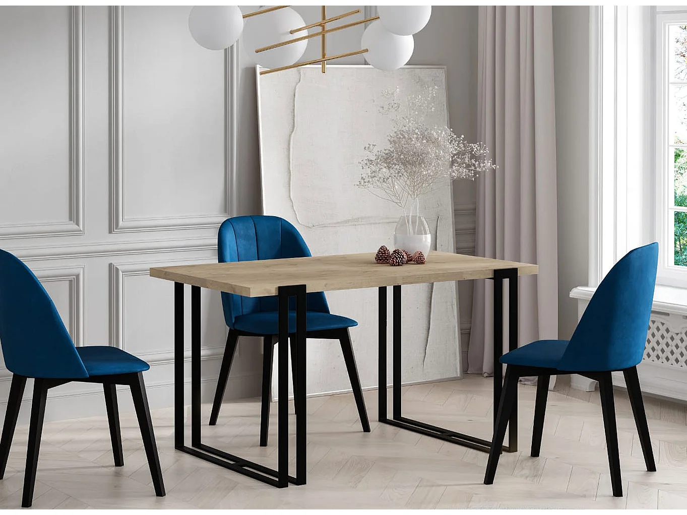 ESSTISCH Horten 140 Pietra Grigia Schwarz / Weiß 140/240 / 80 / 76cm