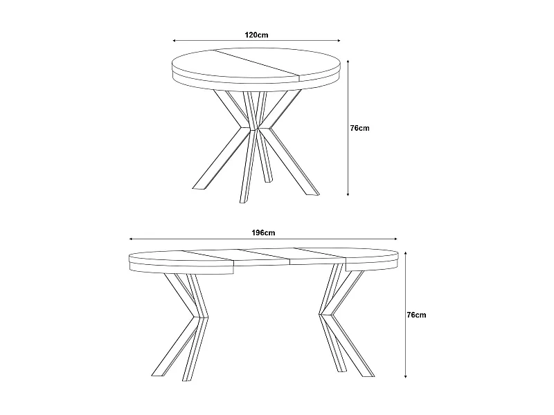 AUSZIEHBARER ESSTISCH Edder Chromix Weiß / Graphit 120/196 / 120 / 76cm