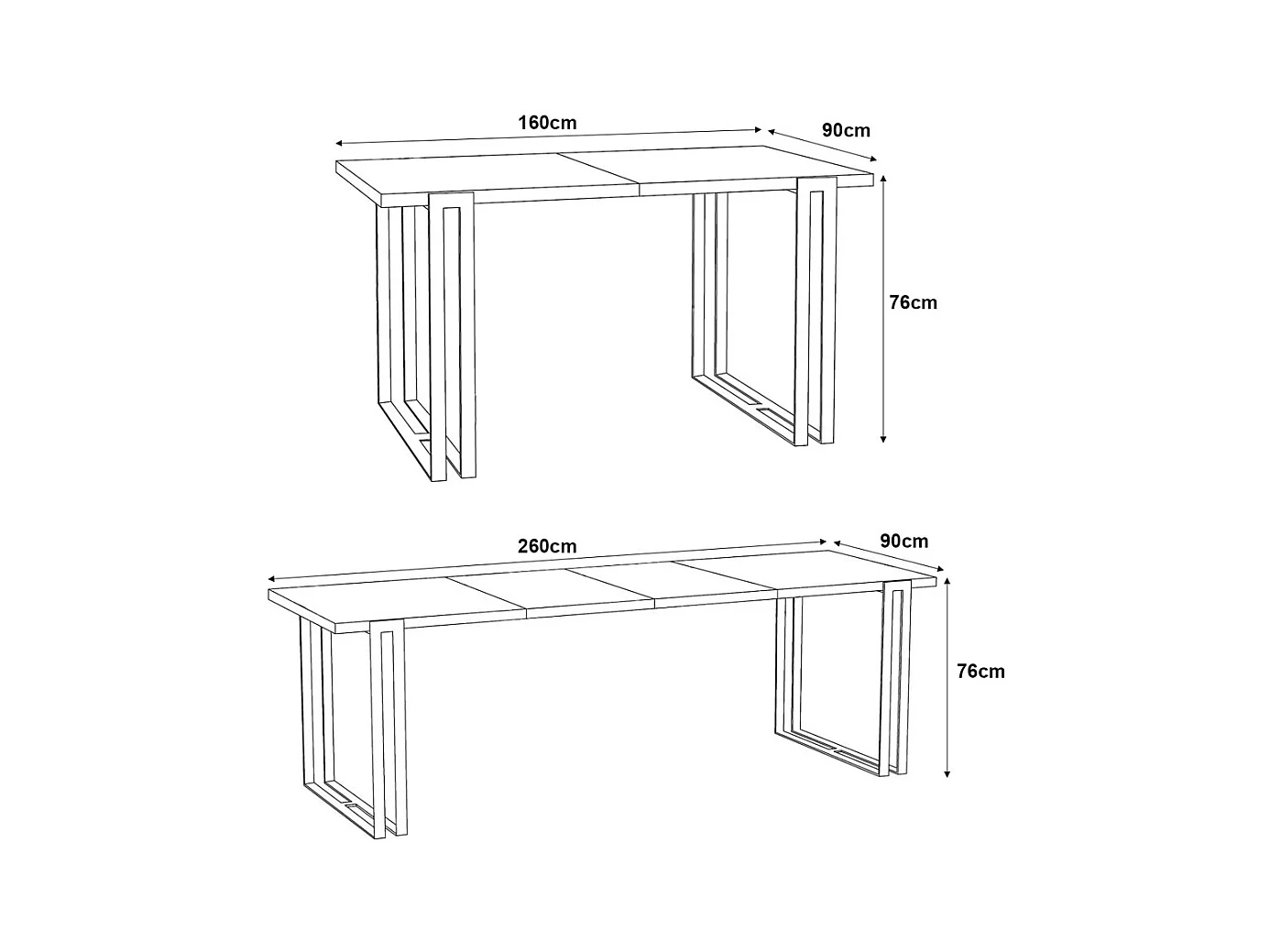 ESSTISCH Horten Bellato Grau / Gold 160/260 / 90 / 76cm