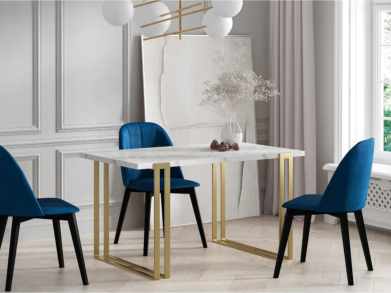 ESSTISCH Horten Bellato Grau / Gold 160/260 / 90 / 76cm