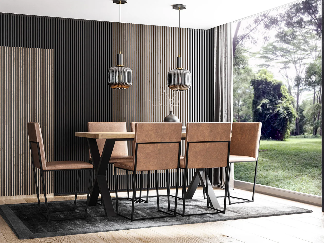 ESSTISCH Hammerfest Halifax Eiche Natur / Schwarz 140/240 / 80 / 76cm