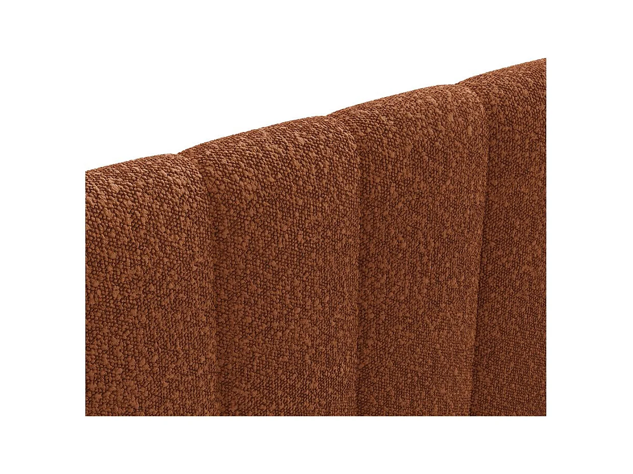 Cadre de lit BULLE rembourré avec coffre en tissu bouclette terracotta - couchage 160x200cm