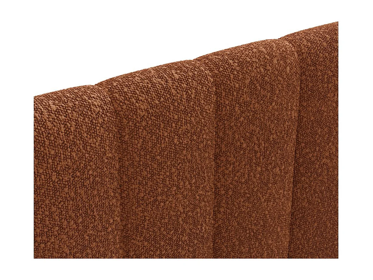 Cadre de lit BULLE rembourré avec coffre en tissu bouclette terracotta - couchage 180x200cm