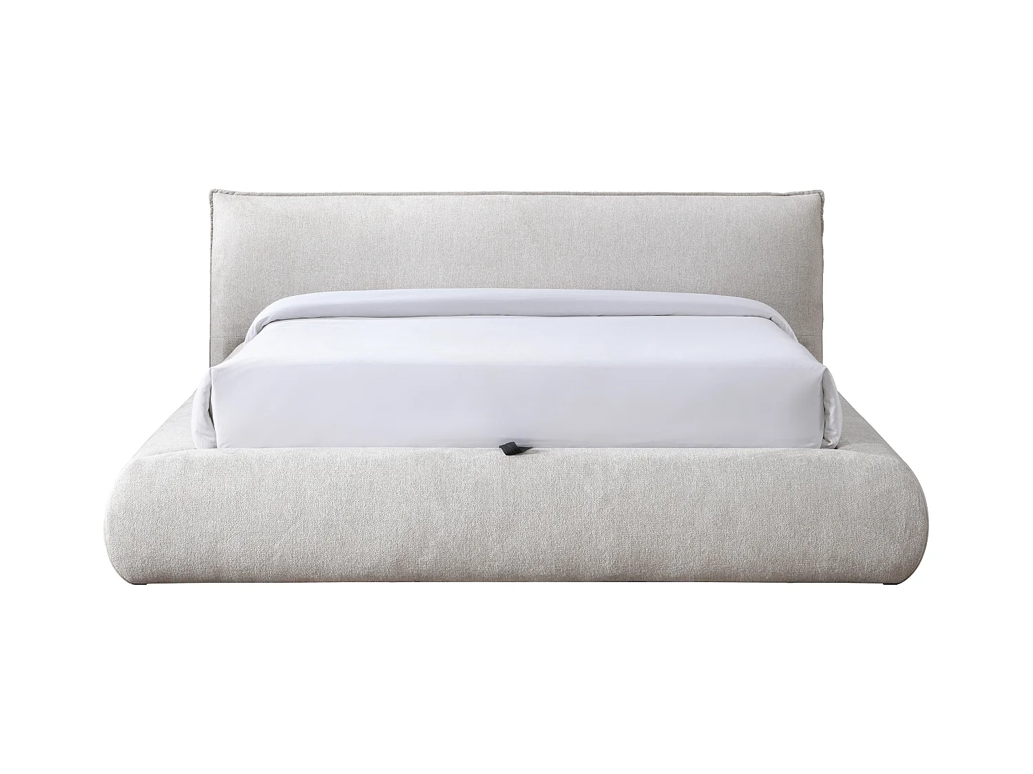 Lit coffre 160 x 200 cm - Tissu - Beige + Matelas - MIRSIO
