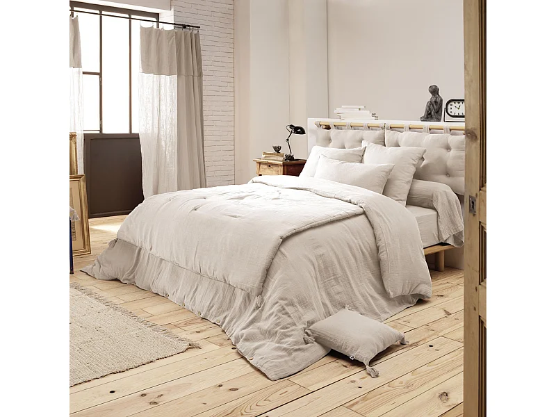 Parure de lit 260x240 double gaze de coton pampa Terre de Nuit