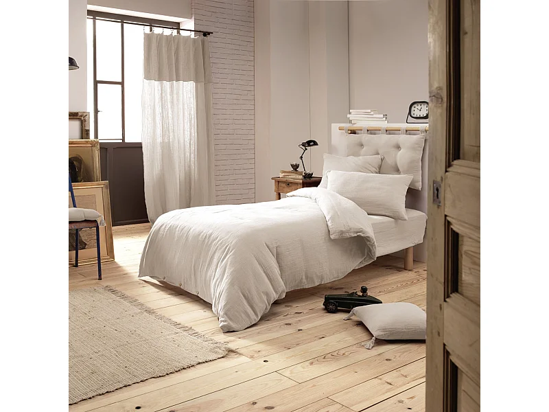 Parure de lit 140x200 double gaze de coton pampa Terre de Nuit