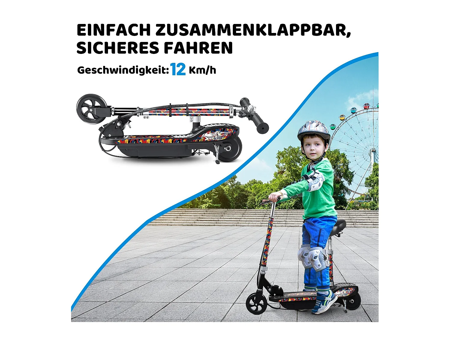 Trottinette Électrique E-Scooter pour Enfants : Réglage de Hauteur en 3 Étapes et Modèle Pliable