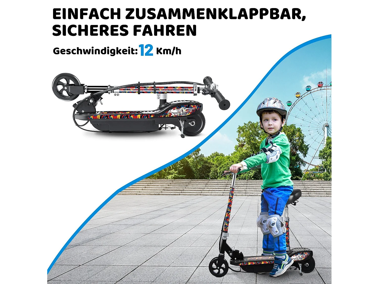 Elektrische scooter voor kinderen: 3-traps hoogteverstelling en opvouwbaar ontwerp