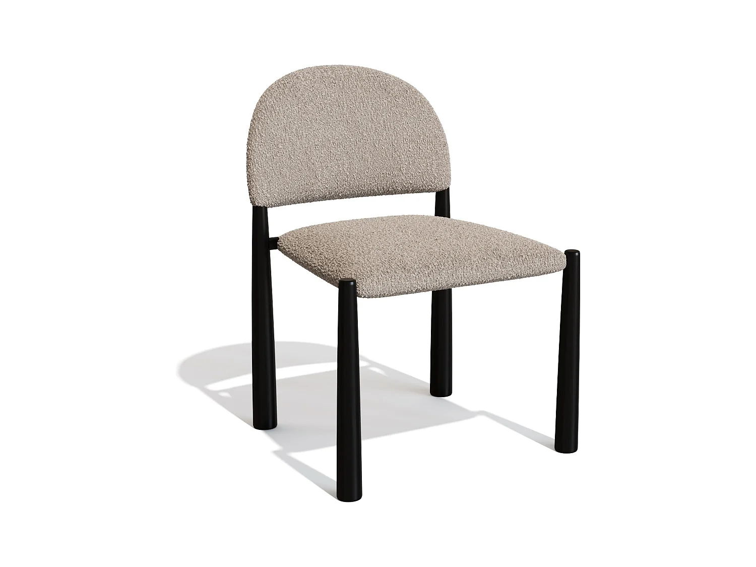 Lot de 2 chaises bouclette taupe et pieds noirs MILO