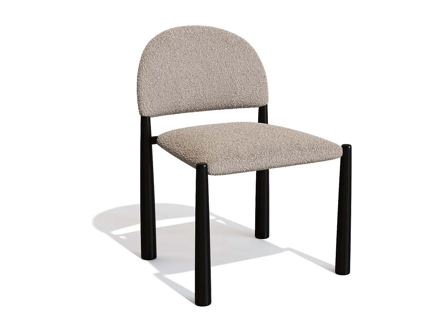 Lot de 2 chaises bouclette taupe et pieds noirs MILO