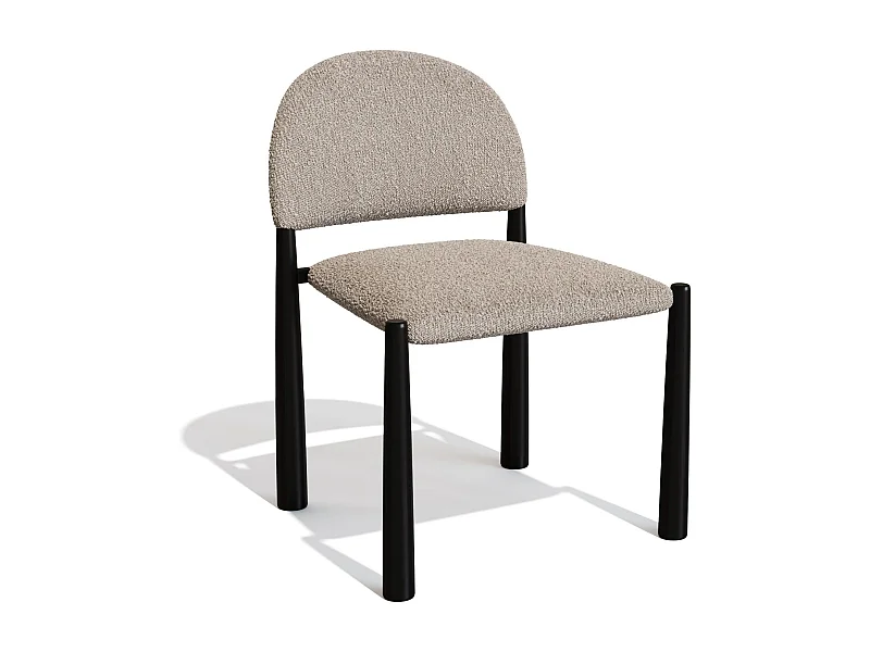 Lot de 2 chaises bouclette taupe et pieds noirs MILO