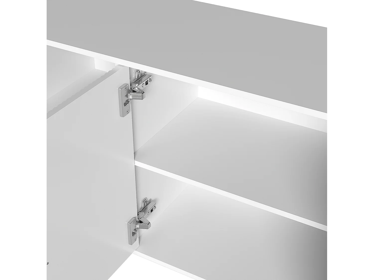 URBAN MEUBLE Buffet luxe blanc laqué portes texturées et accents dorées