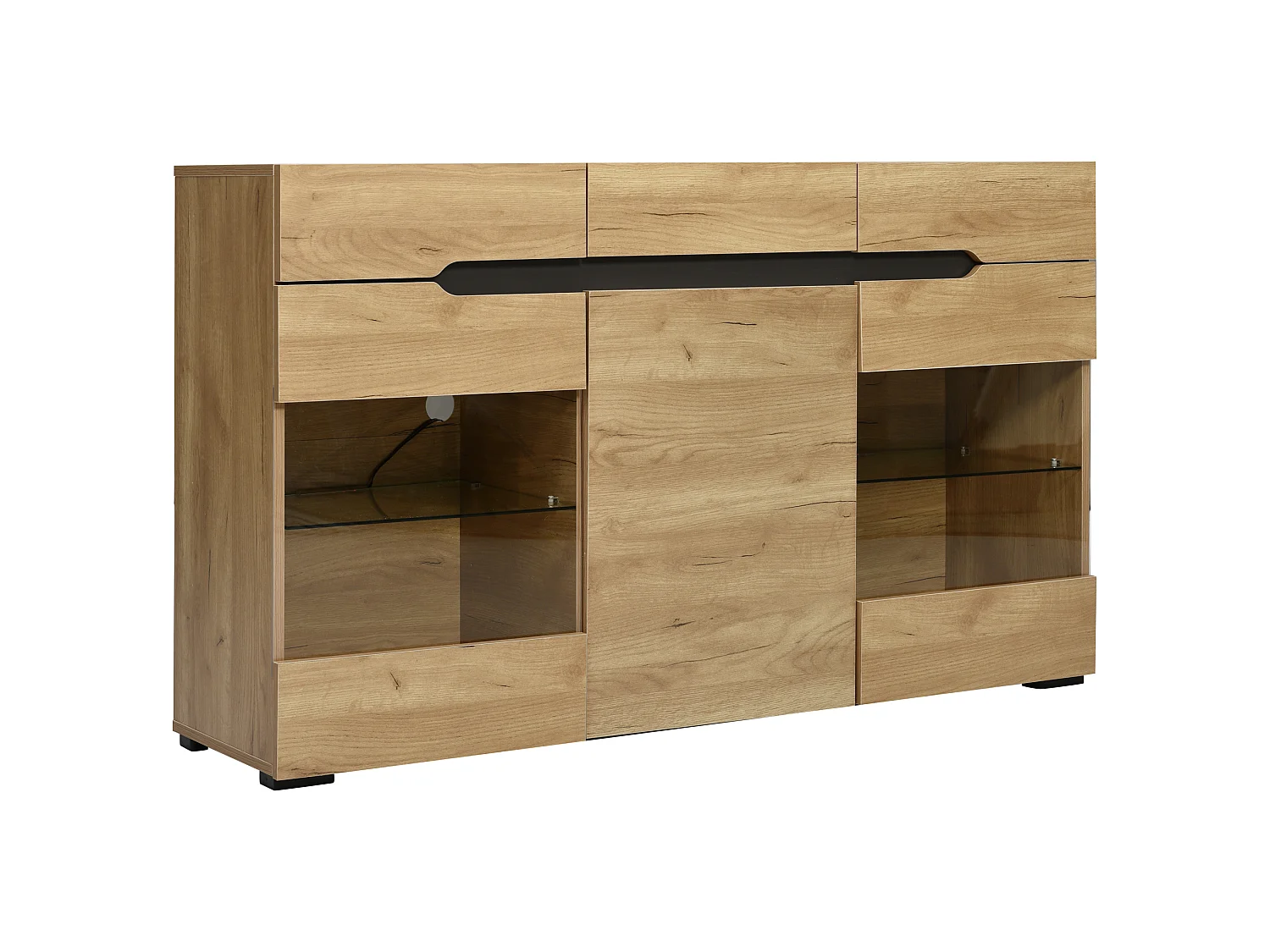 Buffet moderne LED rangement 3 portes 3 tiroirs 140*35*80