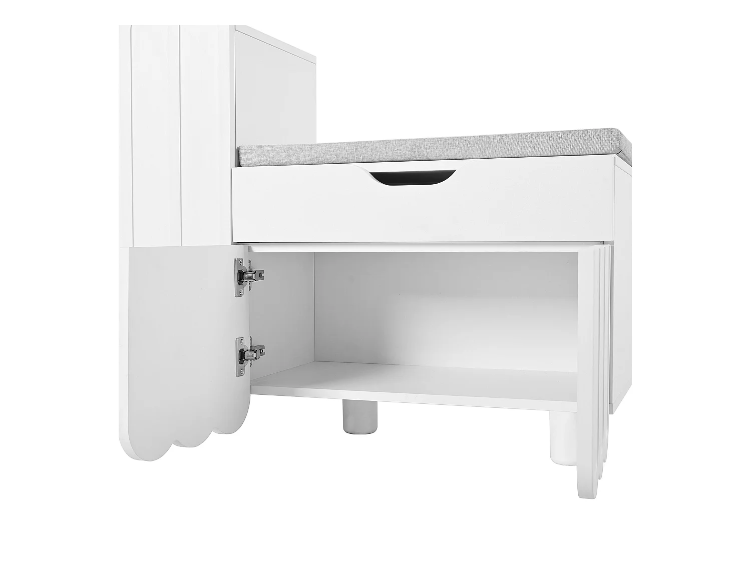 URBAN MEUBLE Meuble à chaussures blanc avec rangement banc assise rembourrée