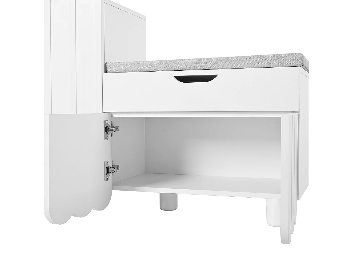 URBAN MEUBLE Meuble à chaussures blanc avec rangement banc assise rembourrée