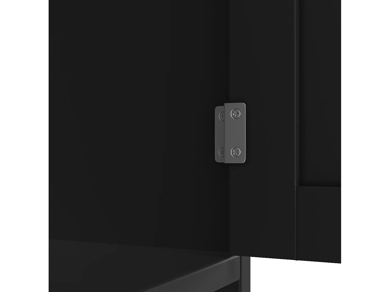 URBAN MEUBLE Buffet de cuisine noir avec porte-verres et range bouteille