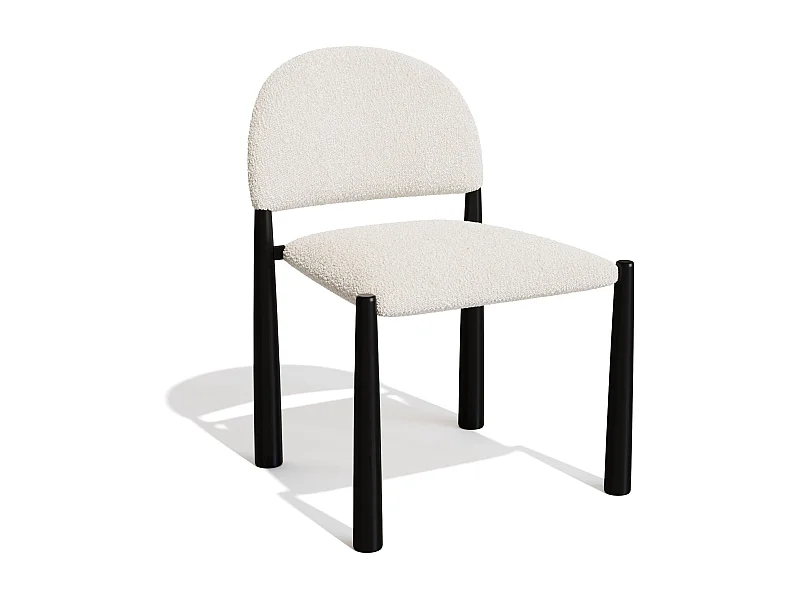 Lot de 2 chaises bouclette crème et pieds noirs MILO