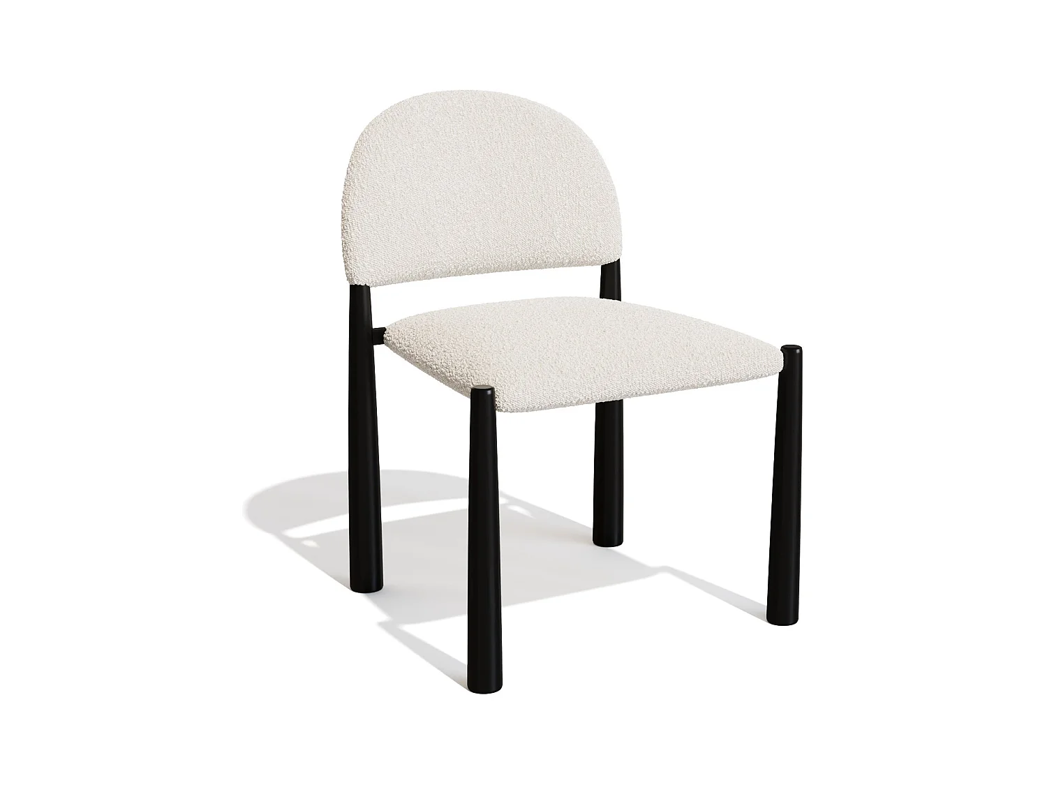 Lot de 2 chaises bouclette crème et pieds noirs MILO