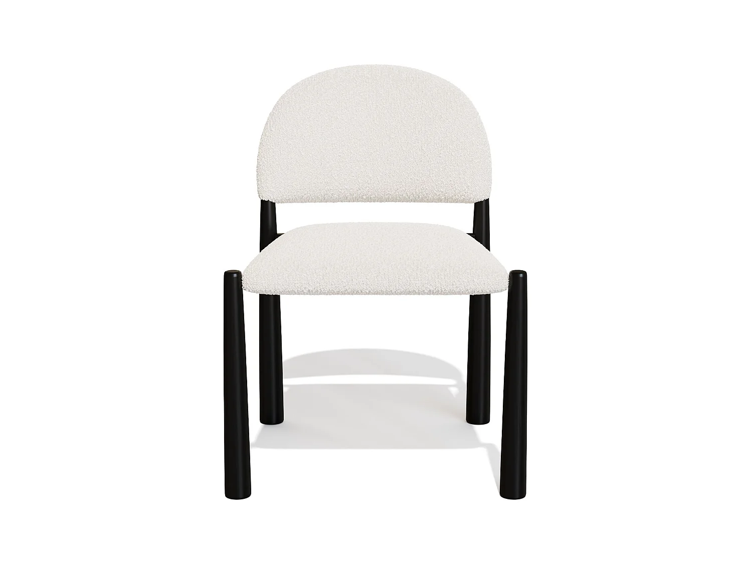 Lot de 2 chaises bouclette crème et pieds noirs MILO