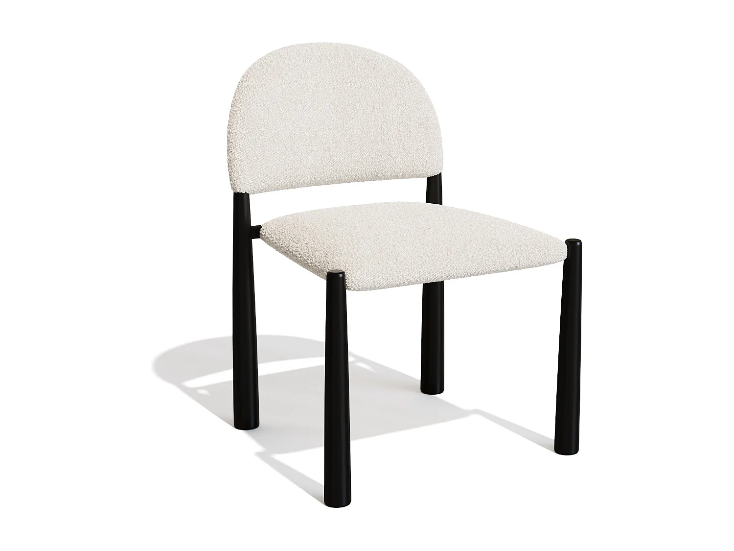 Lot de 2 chaises bouclette crème et pieds noirs MILO