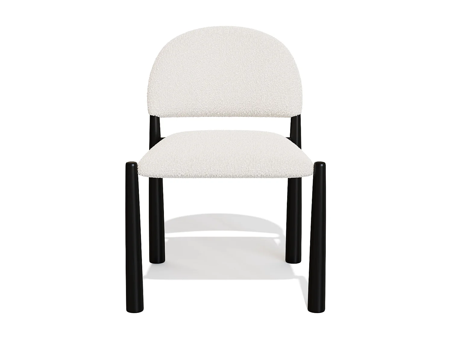 Lot de 2 chaises bouclette crème et pieds noirs MILO