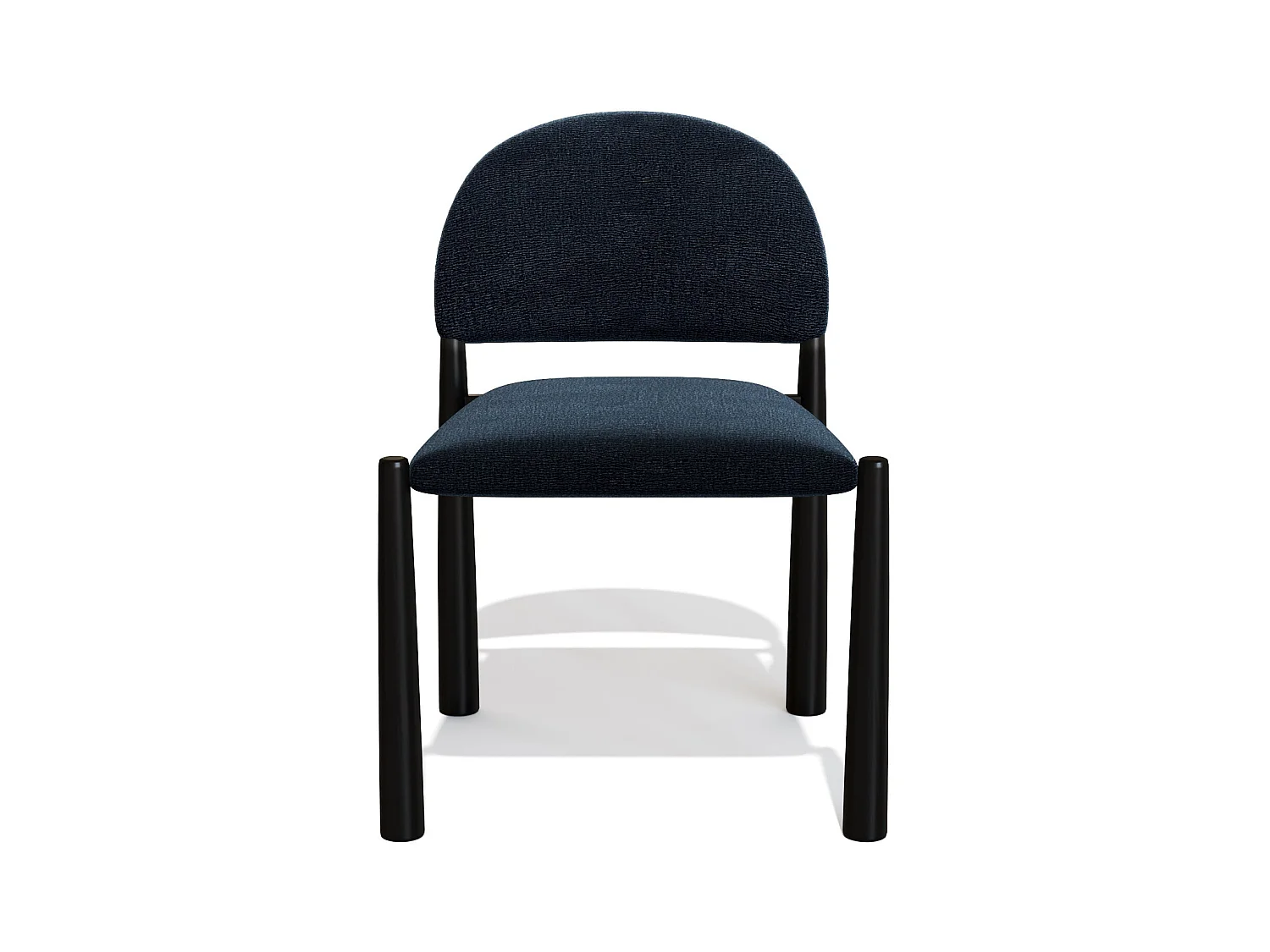 Lot de 2 chaises velours texturé bleu foncé et pieds noirs MILO