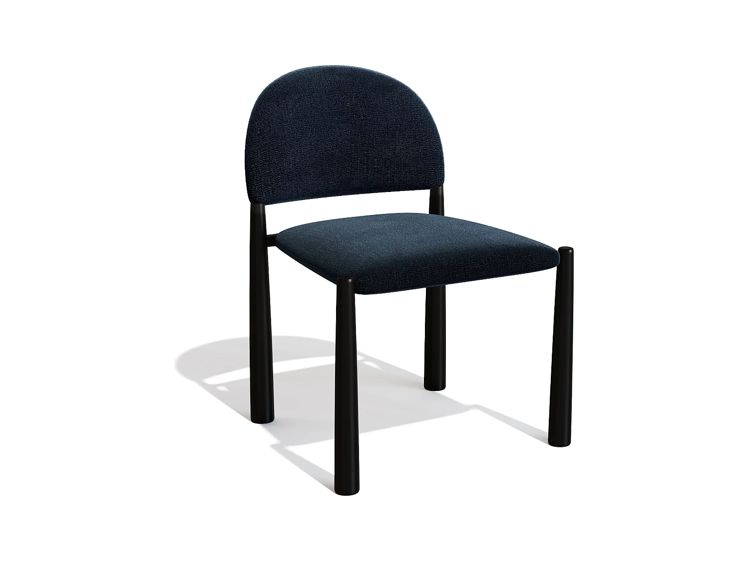 Lot de 2 chaises velours texturé bleu foncé et pieds noirs MILO