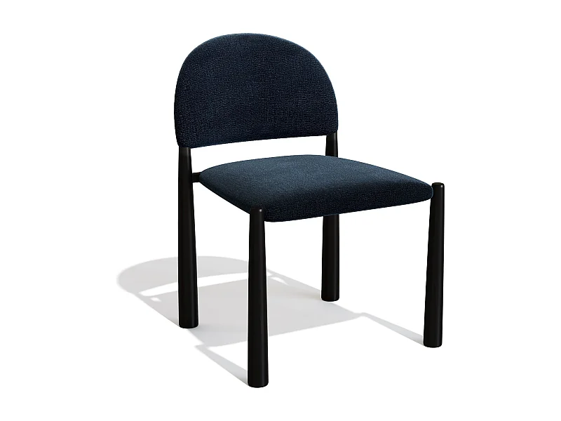 Lot de 2 chaises velours texturé bleu foncé et pieds noirs MILO