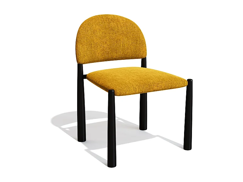 Lot de 2 chaises velours texturé moutarde et pieds noirs MILO