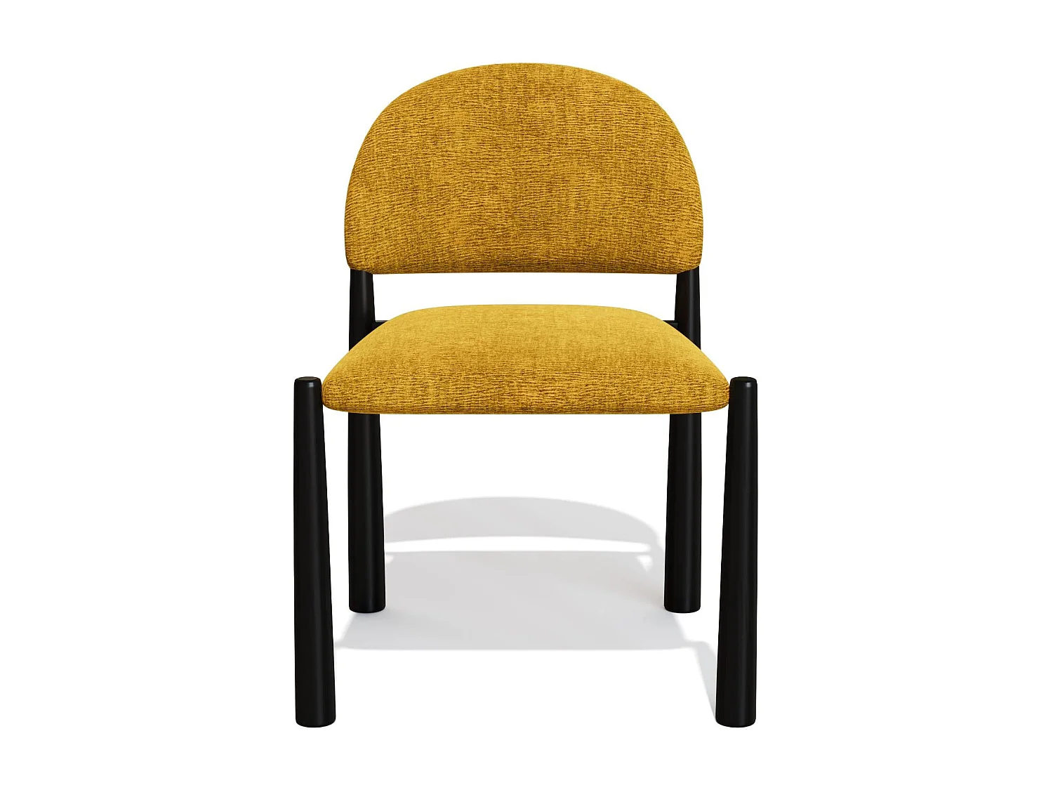 Lot de 2 chaises velours texturé moutarde et pieds noirs MILO