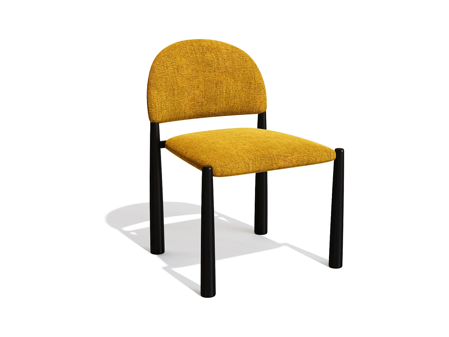 Lot de 2 chaises velours texturé moutarde et pieds noirs MILO