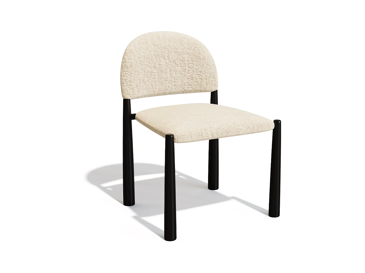 Lot de 2 chaises velours texturé beige et pieds noirs MILO