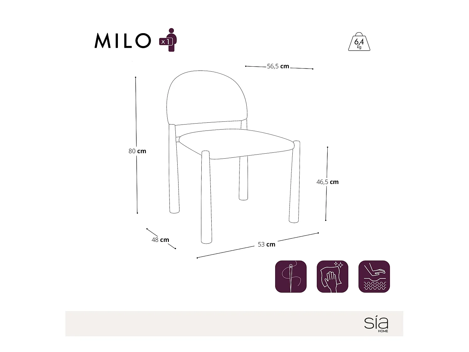 Lot de 2 chaises velours texturé beige et pieds noirs MILO