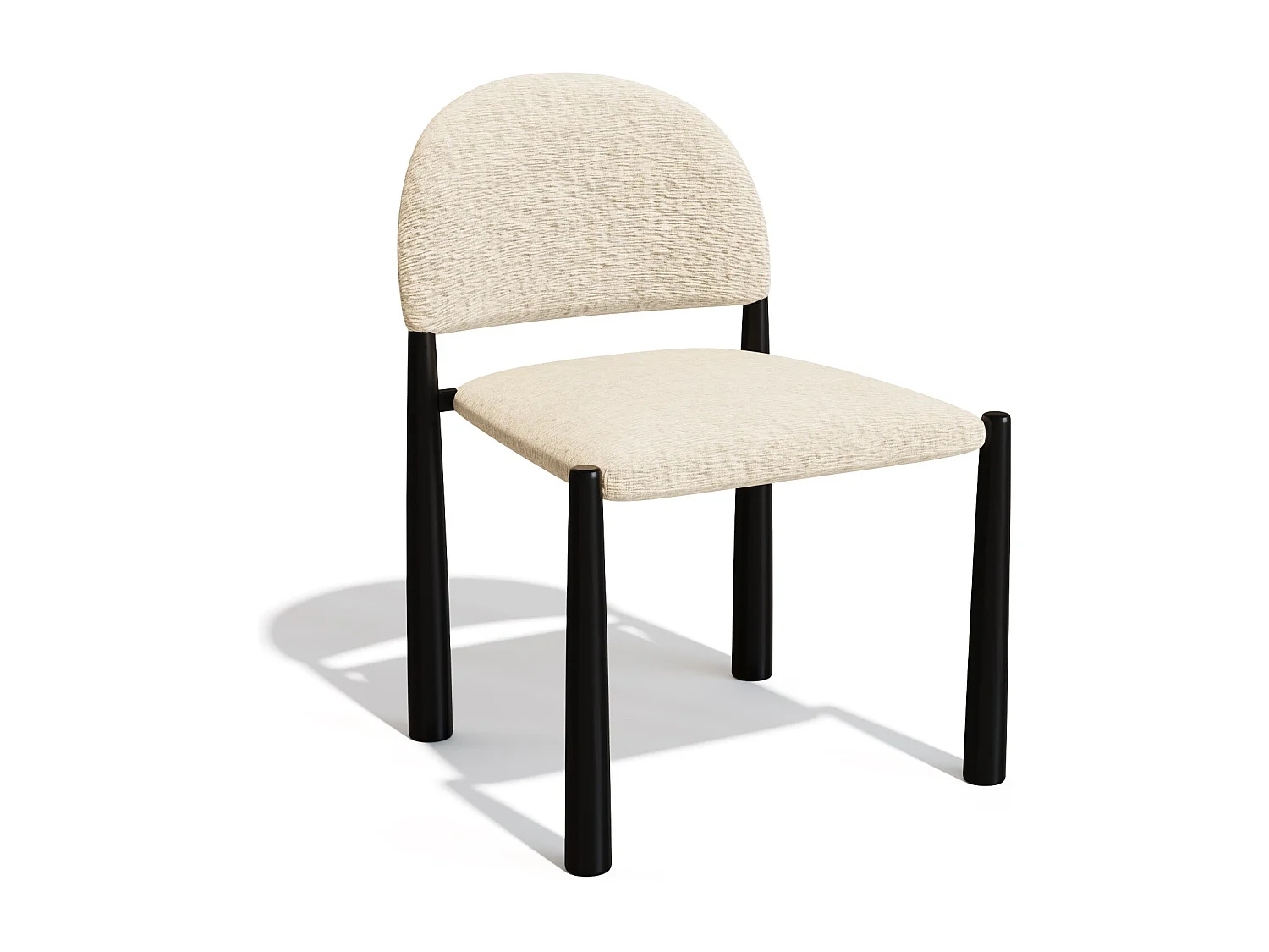 Lot de 2 chaises velours texturé beige et pieds noirs MILO